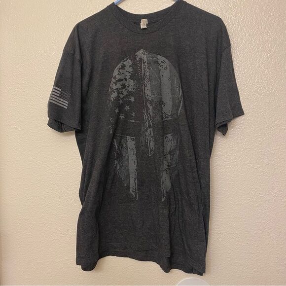 Alstyle Patriot Shield t-shirt Grunt Men's Worn Flag T-Shirt patriot USA gray XL - Picture 1 of 9